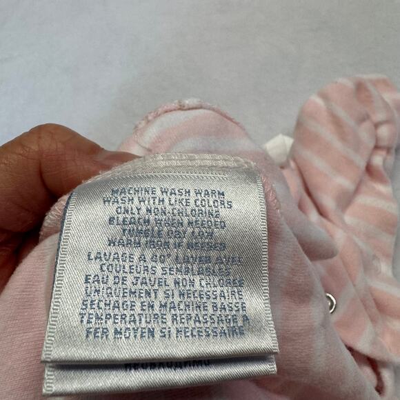 Ralph Lauren 3 MO Baby Girl Button Up Footie Romper Pink White Striped Preppy - Picture 5 of 8